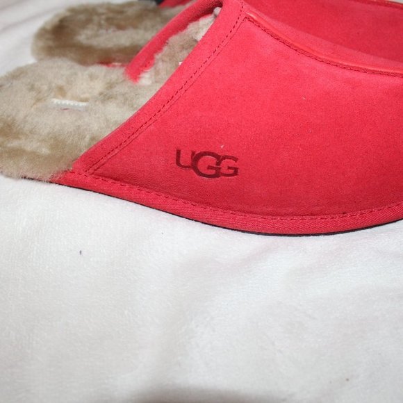 NIB UGG MEN'S SUEDE SHEARLING SCUFF SLIP ON SLIPPERS RED - Picture 3 of 7